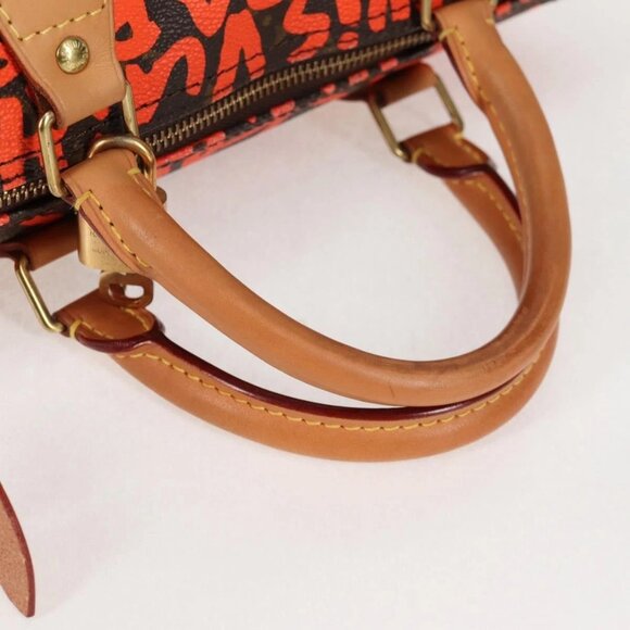 LOUIS VUITTON Monogram Graffiti Speedy 30 Hand Bag Orange M93705 Auth 131812V - Picture 8 of 16